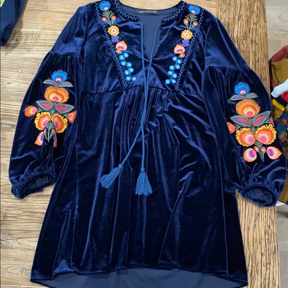 Zara velvet shift dress